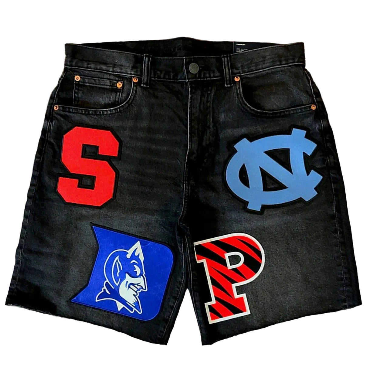 SDNP “College Edition Patch Work” Jean Shorts - Black
